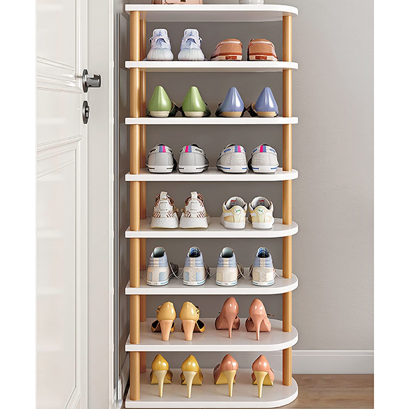 Organizador de Zapatos de Madera para Entrada, gabinete de Almacenamiento de Zapatos y Botas de 10 Niveles, Torre de Zapatos Multifuncional para Entrada de Puerta, Organizador de Zapatos Que
