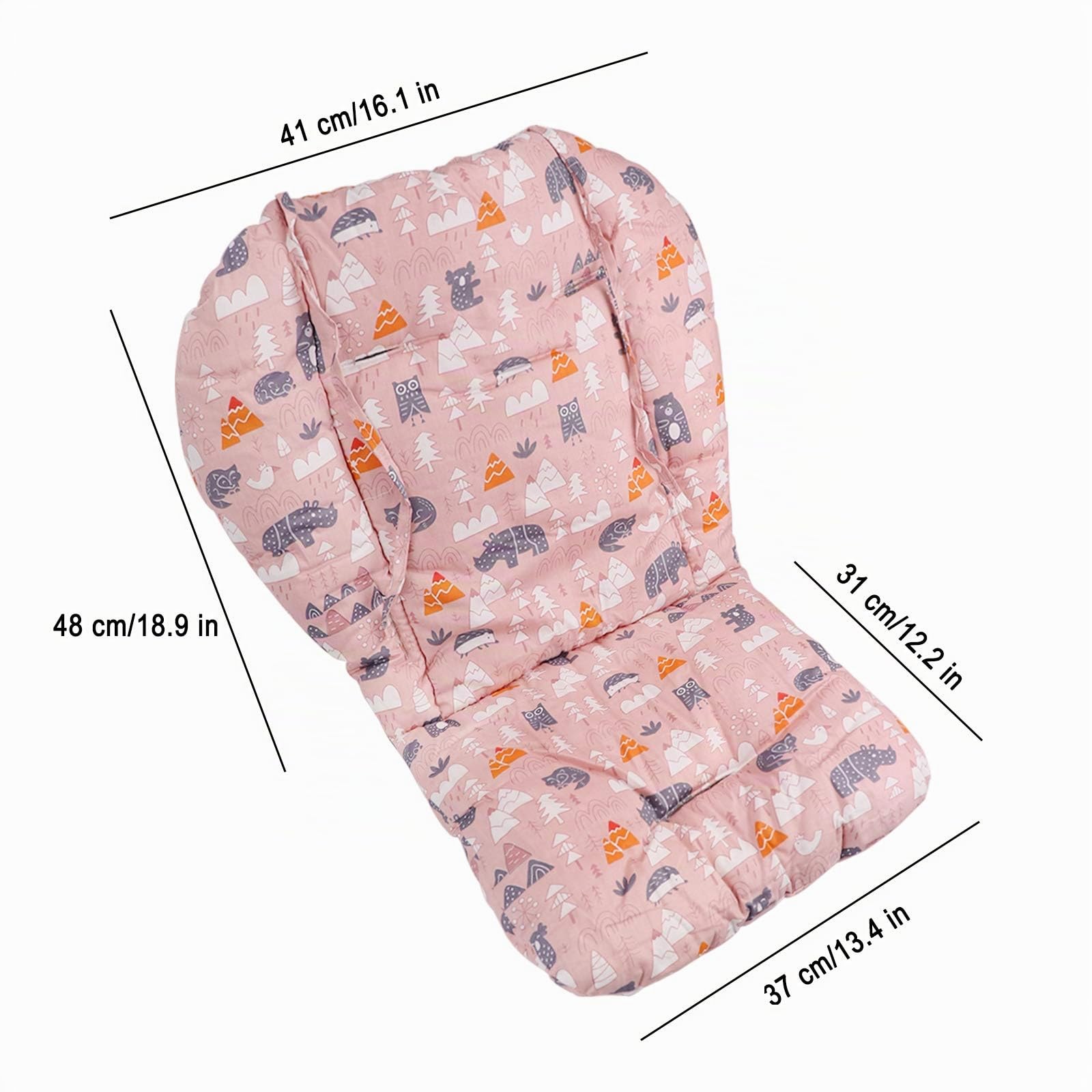 Cuscino Spesso Per Seggiolone In Legno,Imbottito Per Seggiolone, Tappetino Per Fodera Per Sedia Da Pranzo Per Bambino Universale Passeggino Cuscino(foresta rosa)