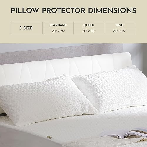 Miniatura 4 de CoolShields Protector de almohada impermeable con cremallera (paquete de 2) tamaño King, funda de almohada hipoalergénica para un mejor sueño, funda