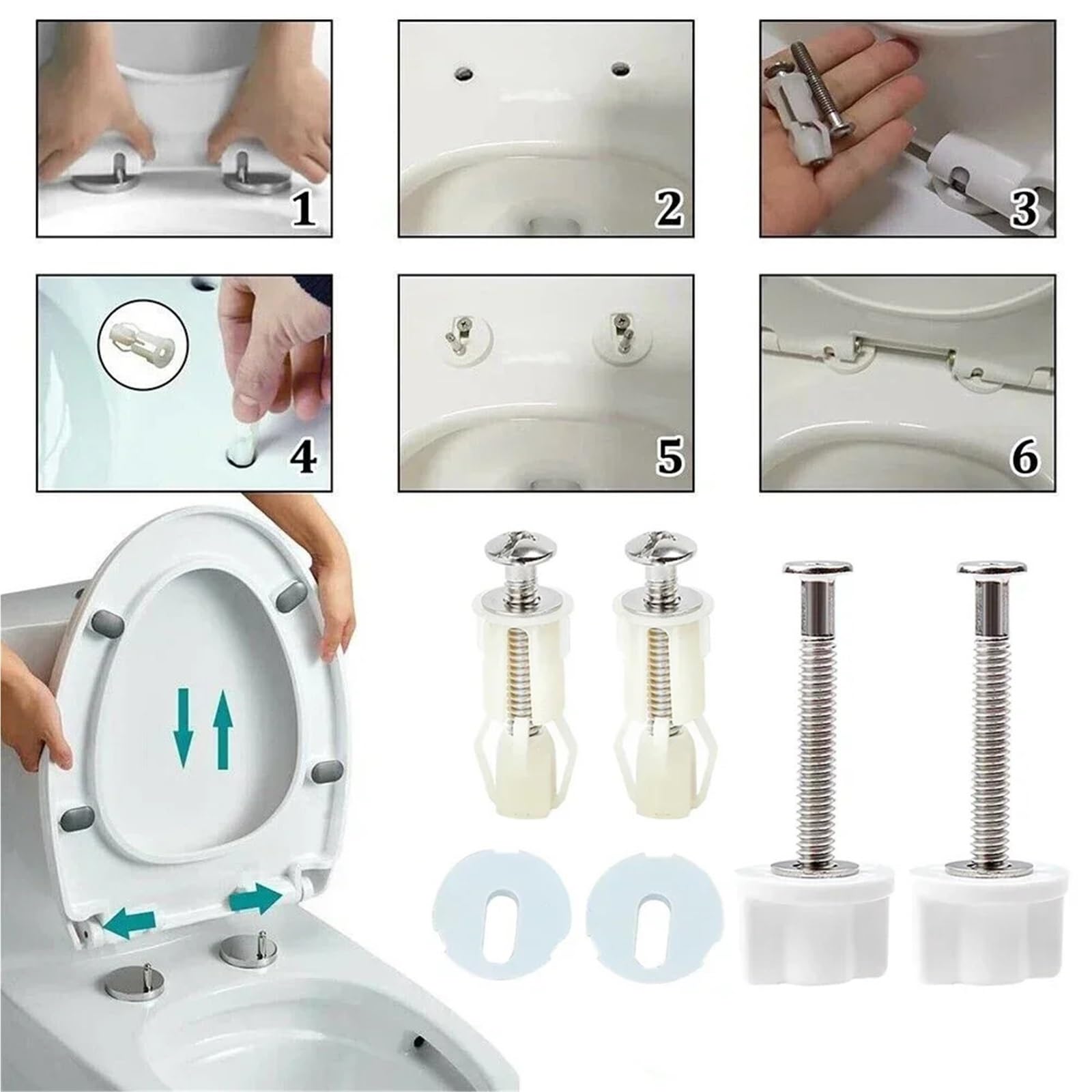 Universal-Toilettensitzschrauben-Mutterabdeckungssatz, 2er-Set, Sackloch-Befestigungsscharniere
