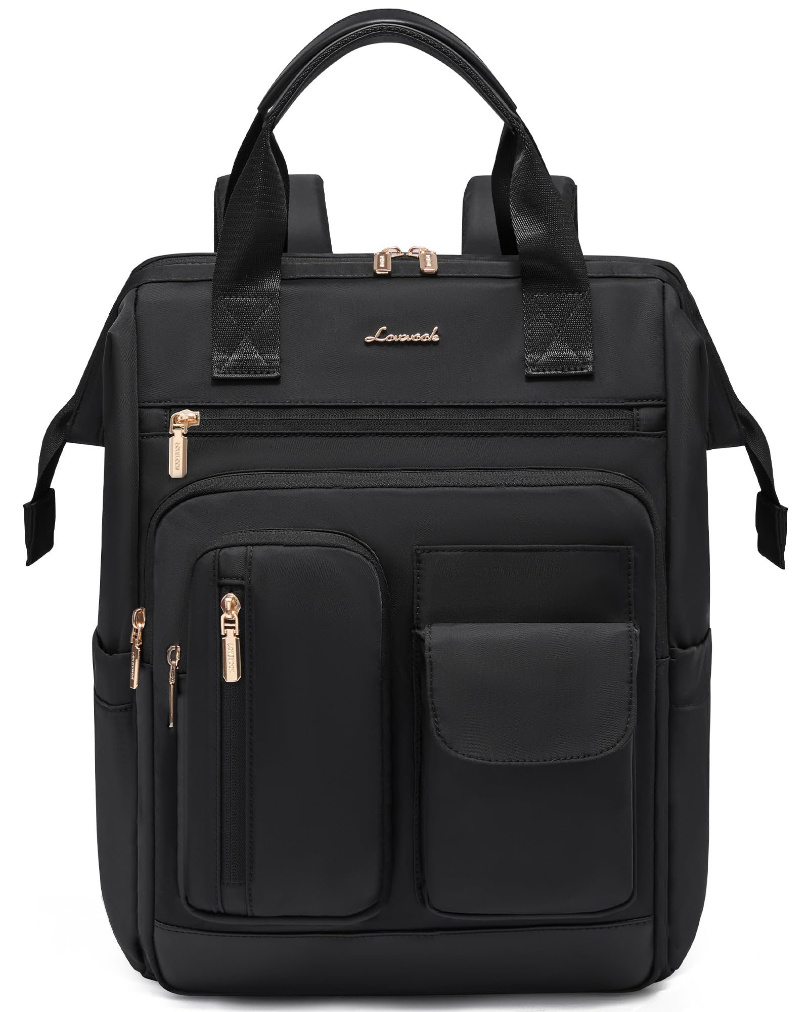 LOVEVOOK Rucksack Damen, 15,6 Zoll Laptop Schulrucksack Wasserdicht Mit 20 Taschen und Großem Fach für Trinkflasche, 2 in 1 Handtasche Backpack Elegant für Schule, Uni, Arbeit, Travel, Reise, Lehrer
