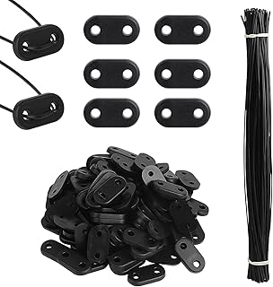 DBREAKS Set of 105 Privacy Screen Mounting Kit, Weatherproof Mounting Clips, Mounting Clips for Privacy Screen Mats, with 105 Attachments PVC Platelet Wire Cable Ties for Garden, Lawn (Black)