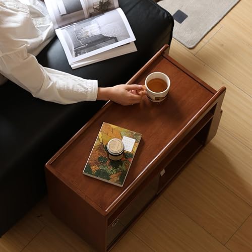 Miniatura 7 de Mesa auxiliar 100% de madera maciza con ruedas