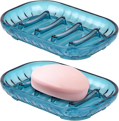 Miniatura 8 de AMUONTY Paquete de 2 soportes para jabonera para barra de jabón, jaboneras de baño, jabonera, protector de jabón, bandeja de jabón blanda para