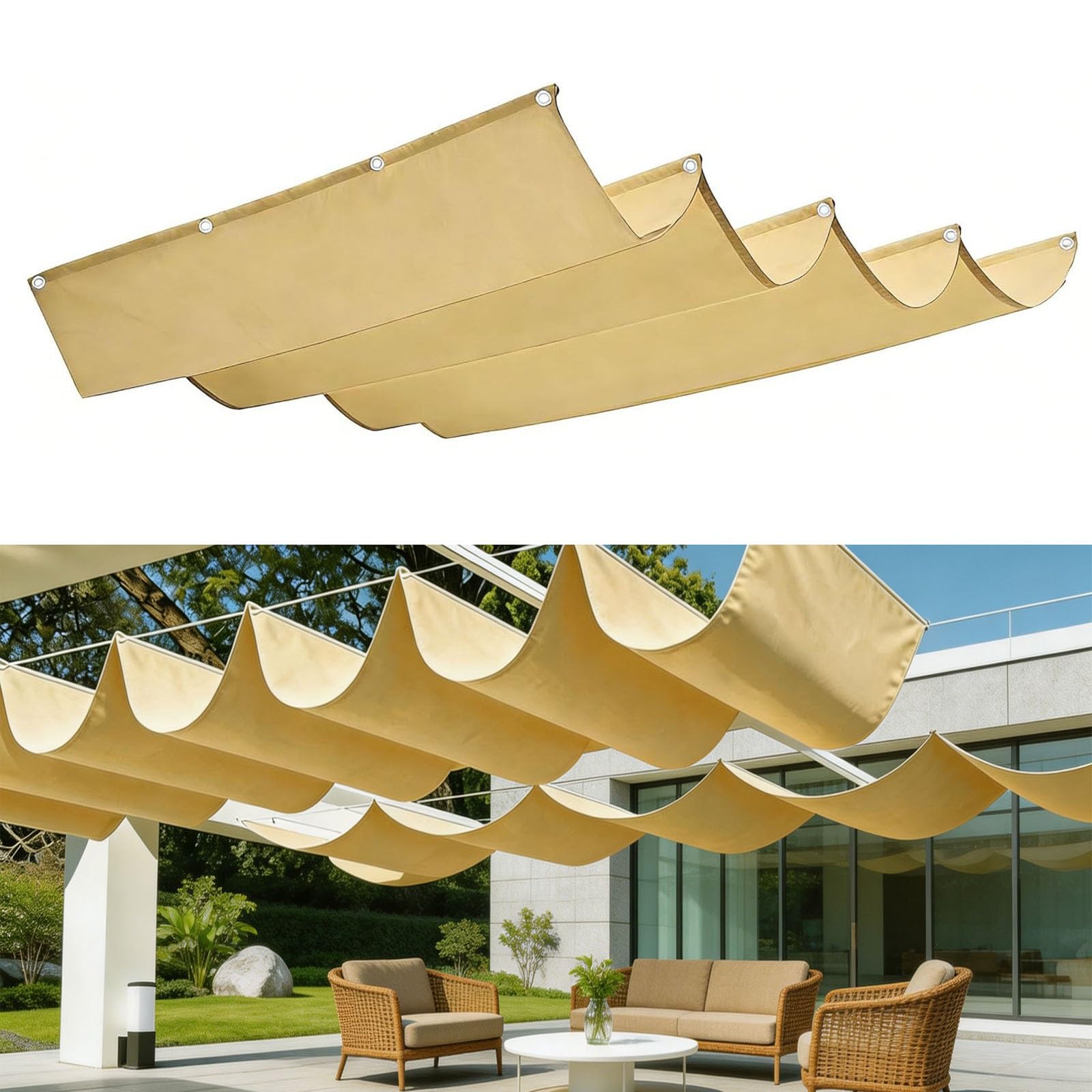 Voile ombrage rétractable vague anti-UV imperméable 7m