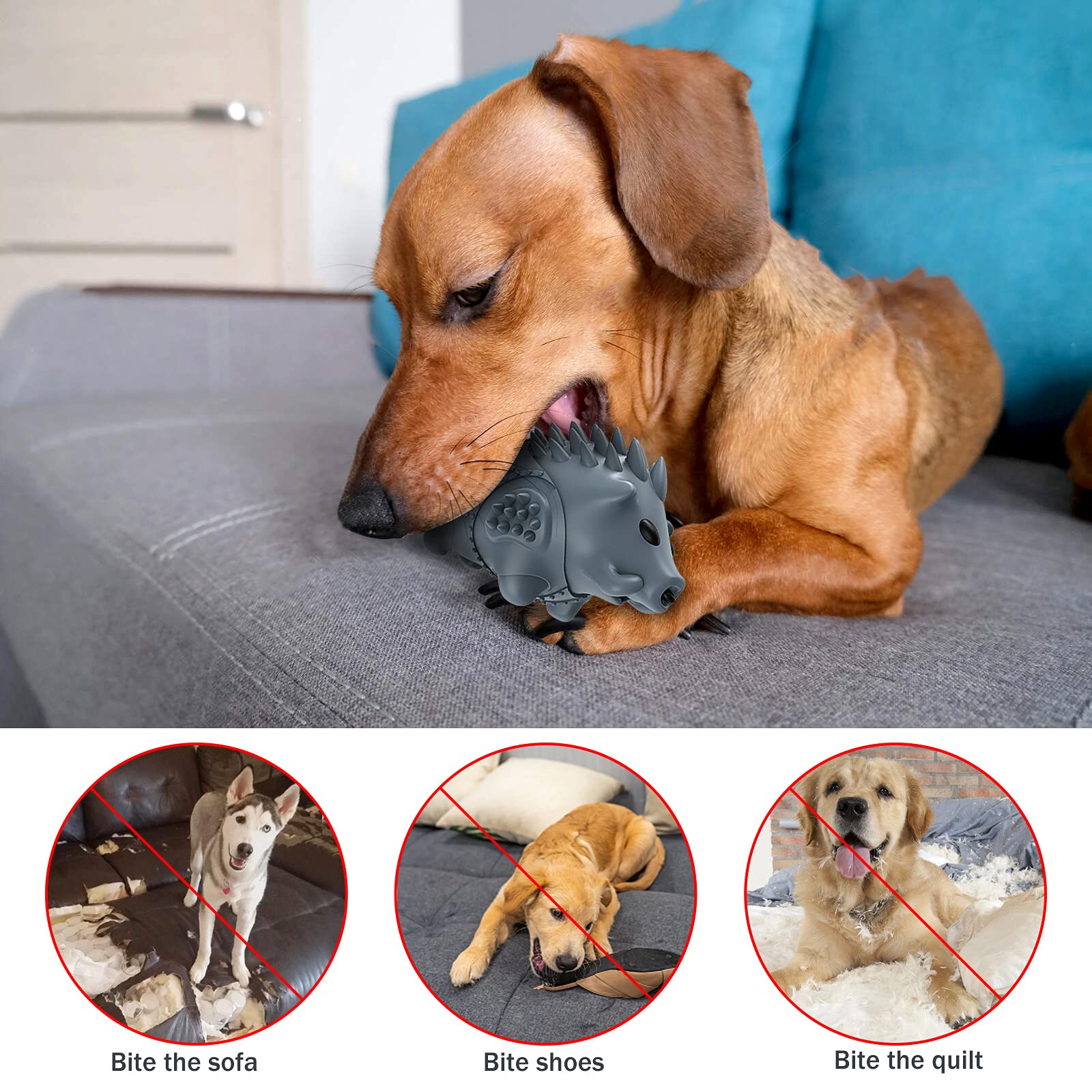 Juguetes masticables para Perros para masticadores agresivos, Juguetes de Huesos de Perro Larg, Juguetes para Perros para masticadores chirriantes indestructibles, Dientes limpios, no