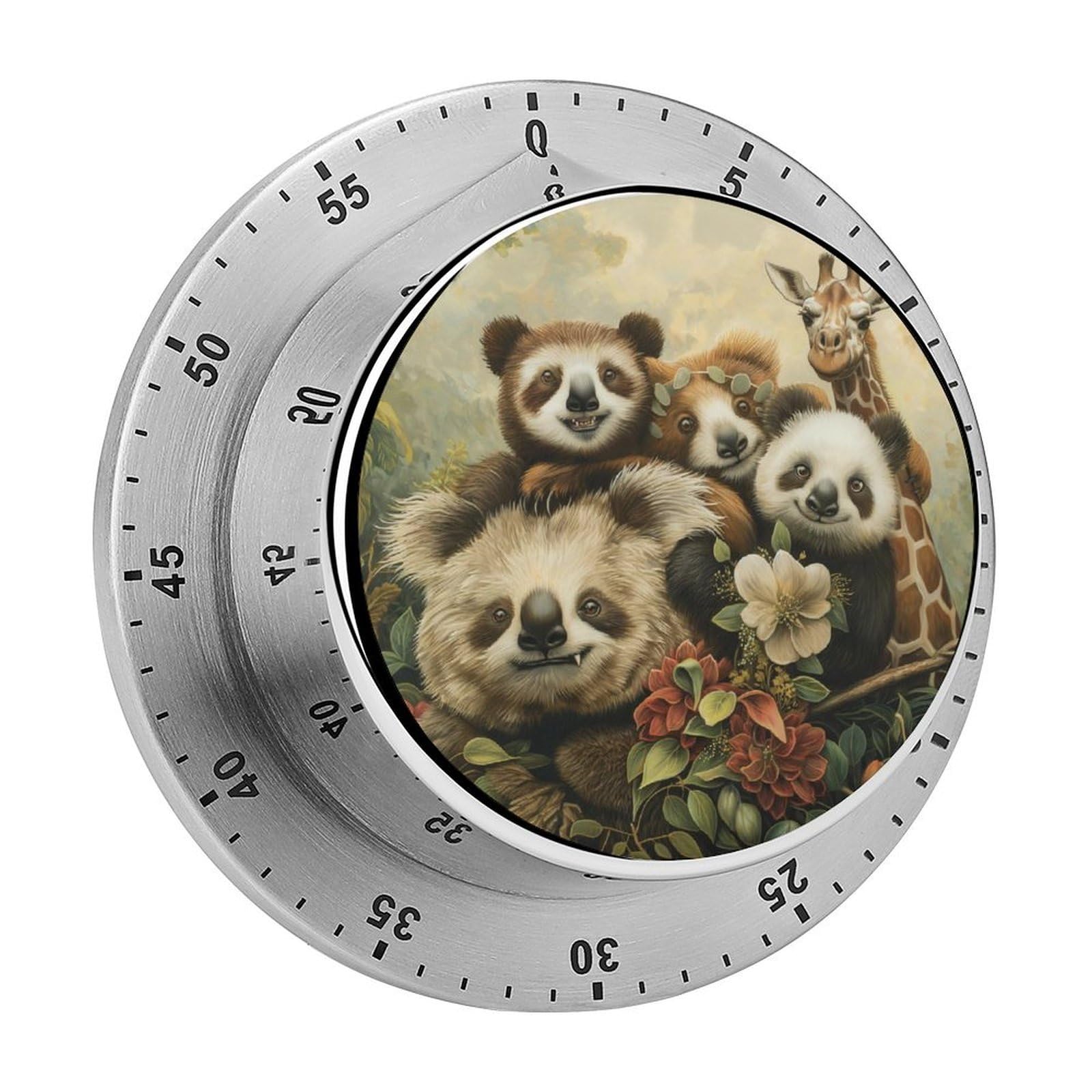 Panda Giraffe Flower Kitchen Timer Magnetic Countdown Countup Timer for Cooking Baking 8x8cm