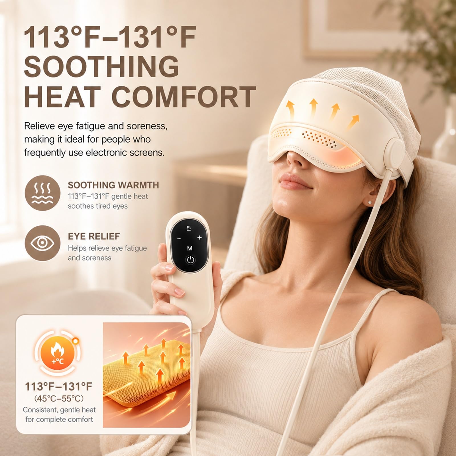 Masajeador Eléctrico Recargable 3 En 1 Para Cabeza Con Función Calor, Dispositivo Con Capucha Desmontable Para Masaje Cuero Cabelludo Y Ojos, Cuenta Con 6 Zonas De Bolsas Aire Envolventes