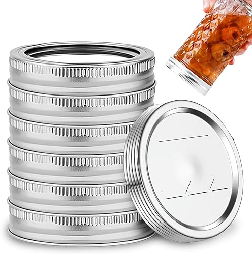 Tapas de tarro de boca pequeña con bandasanillos para sellador al vacío, bolas, tarros Kerr tapas de conservas con anillos, juego de 6