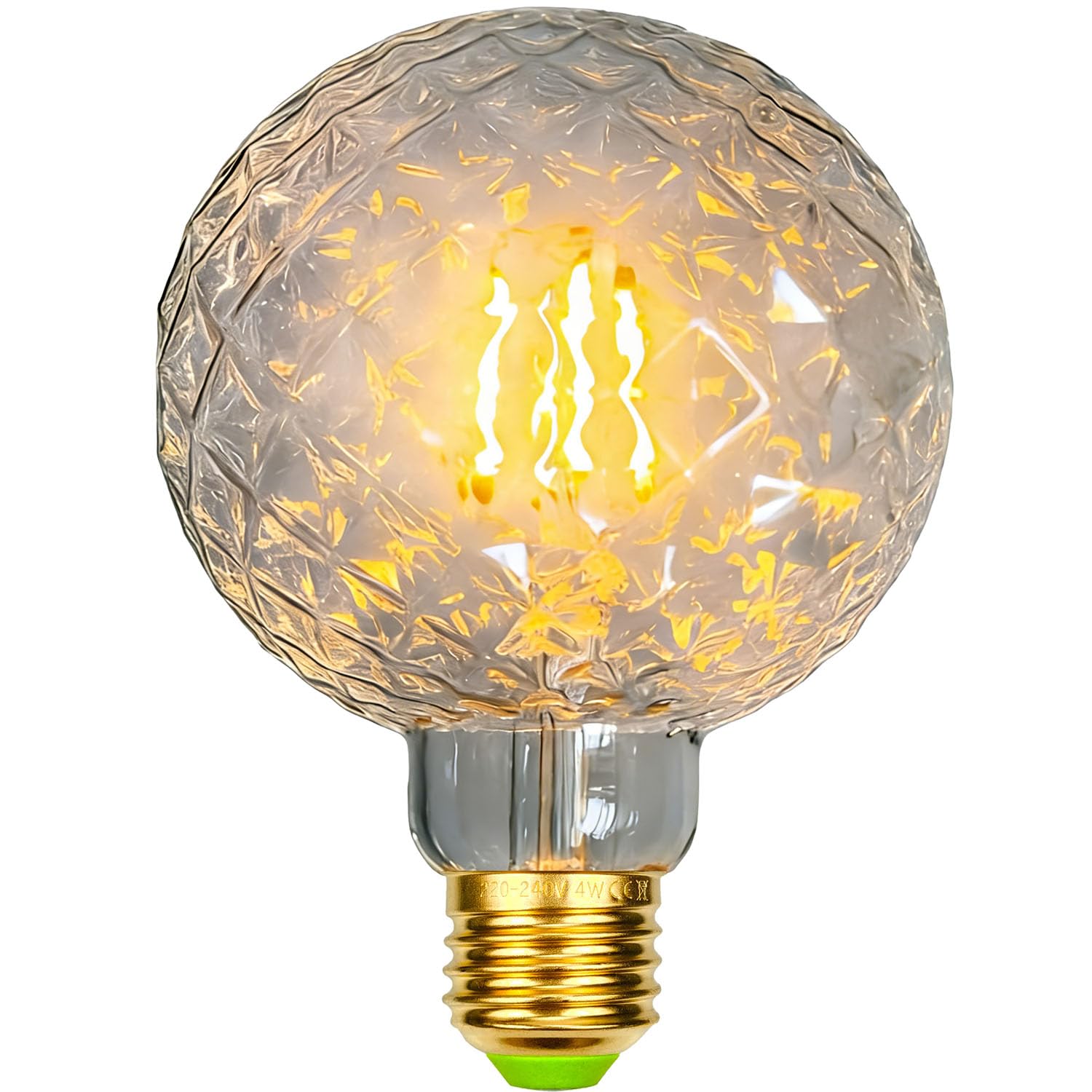 xinfulin Classic Edison LED Bulb G95, 4W (40W Equivalent), 400 Lumens, 2700K Warm White, Crystal Shape, E27 Base, 220-240V, Industrial Retro Decorative Light