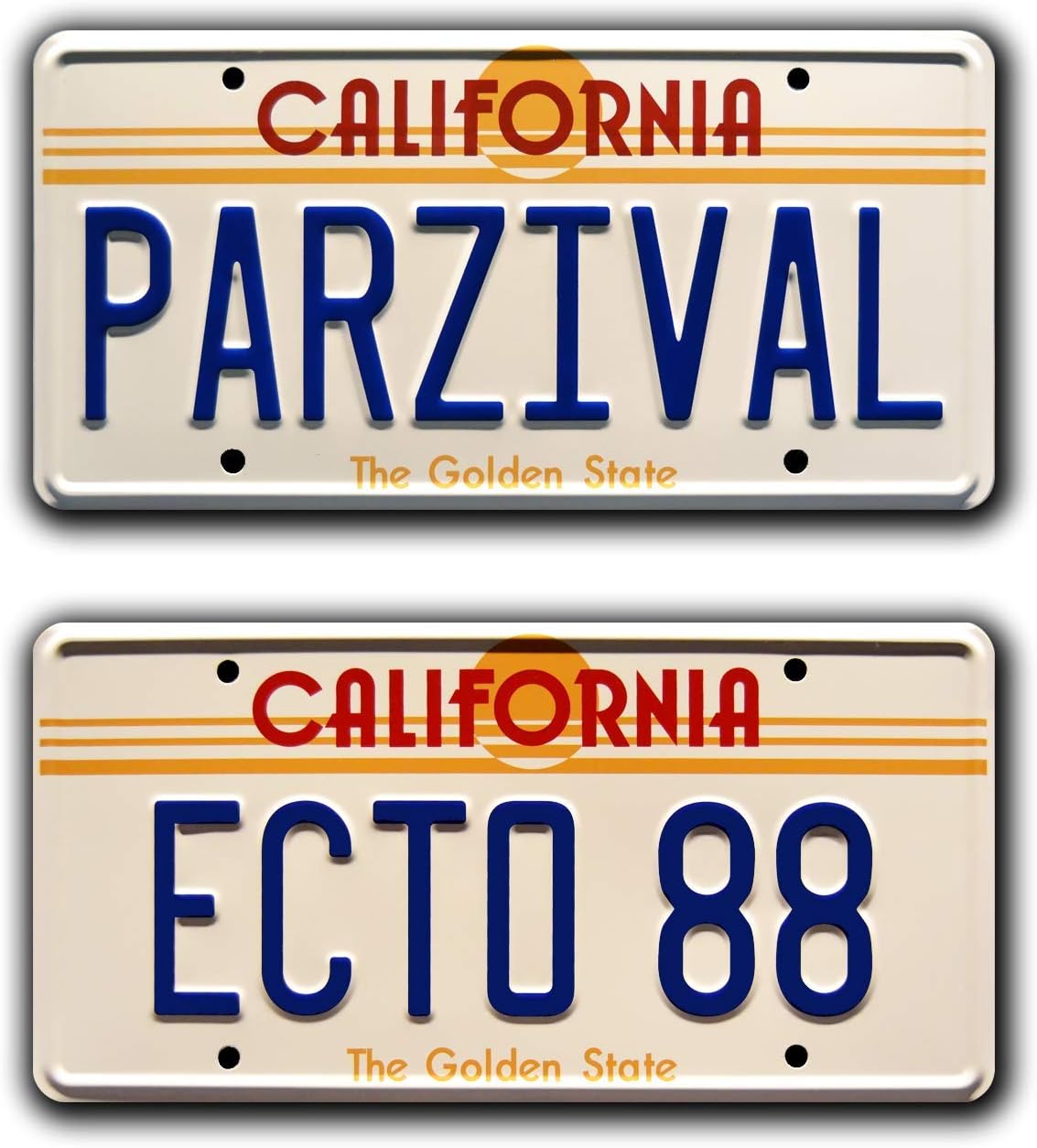 Celebrity Machines Ready Player One | PARZIVAL + ECTO 88 | Metal Stamped License Plates