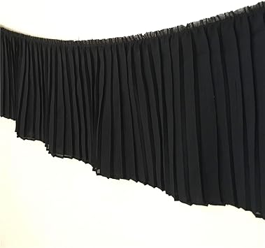 Black Pleated Chiffon Fabric Trim by The Yard Elegant Chiffon Lace Dress Train Lace for Dress DIY Crafting