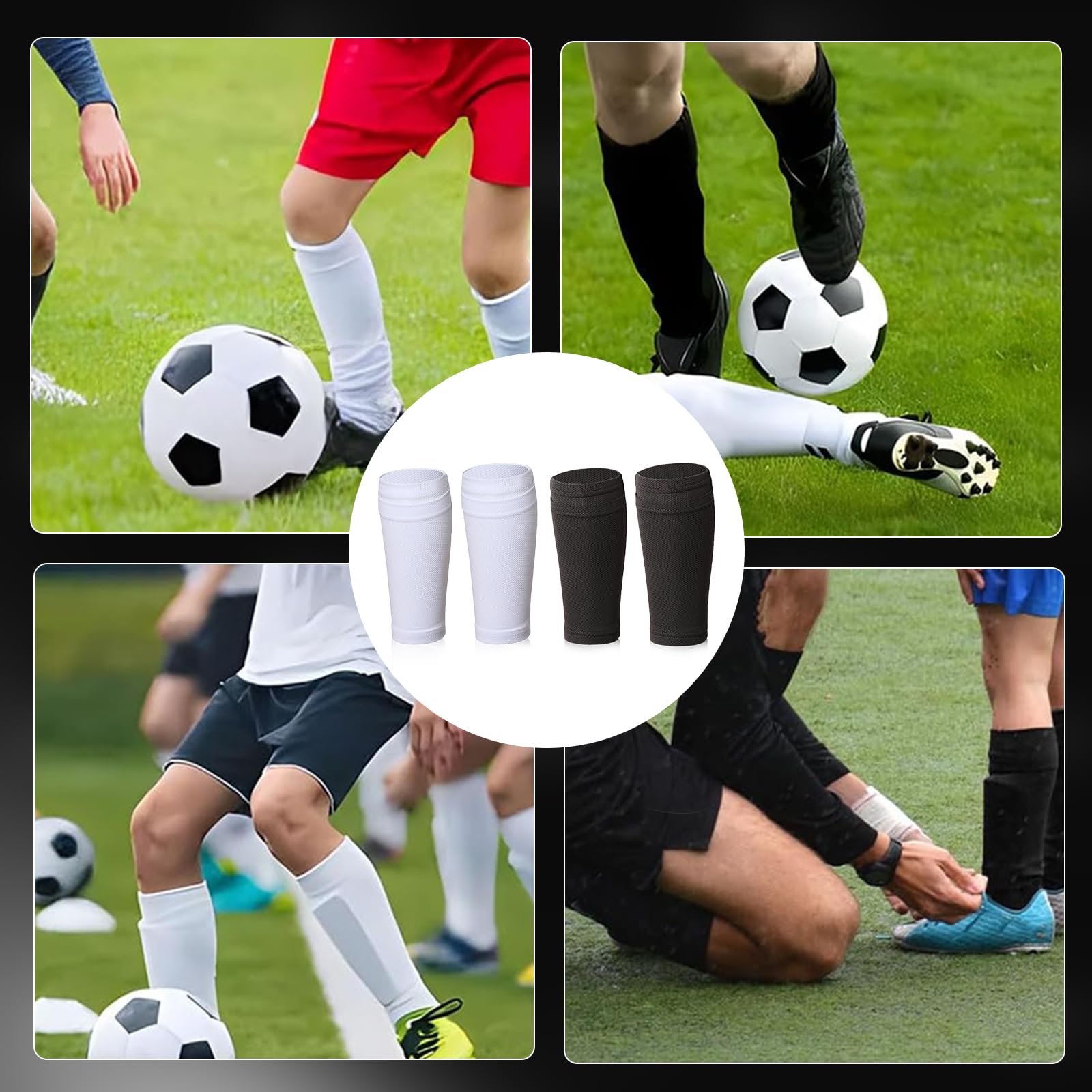 2 Paar Fußball-Schienbeinschoner Socken – Mit Einstecktasche, Atmungsaktiv, Für Kinder & Erwachsene