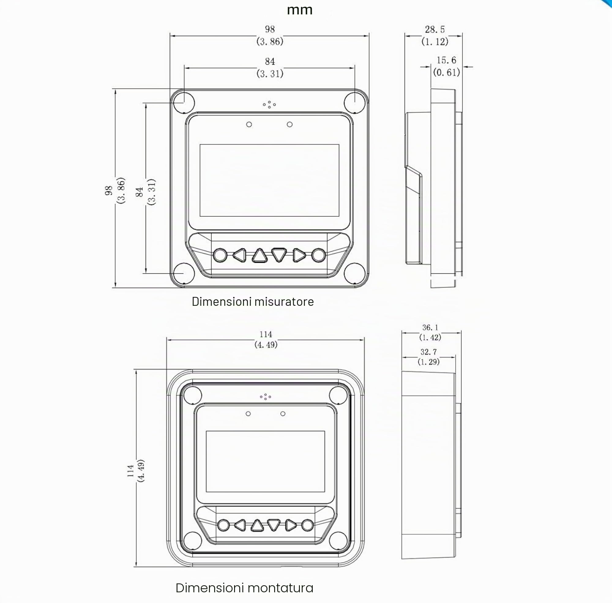EPEVER MT50 Misuratore remoto con display LCD compatibile con controller solare MPPT come Tracer-BN Tracer-AN LS-B LS-BP VS-BN eTracer iTracer