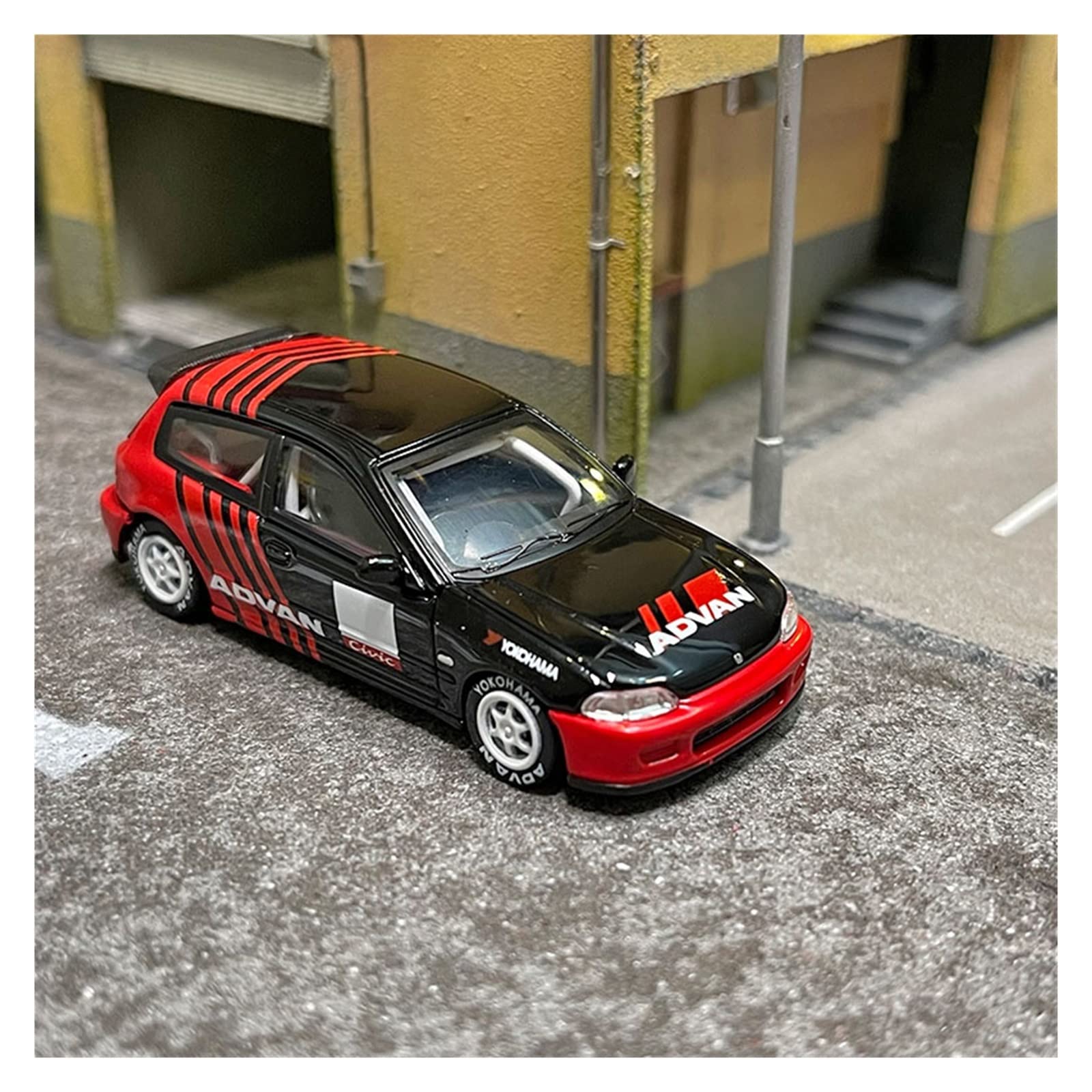 Voiture Miniature Model Collect 1:64 - Honda Civic EG6 Pandem / Nissan R35 - Avec étui Et Support - Neuf