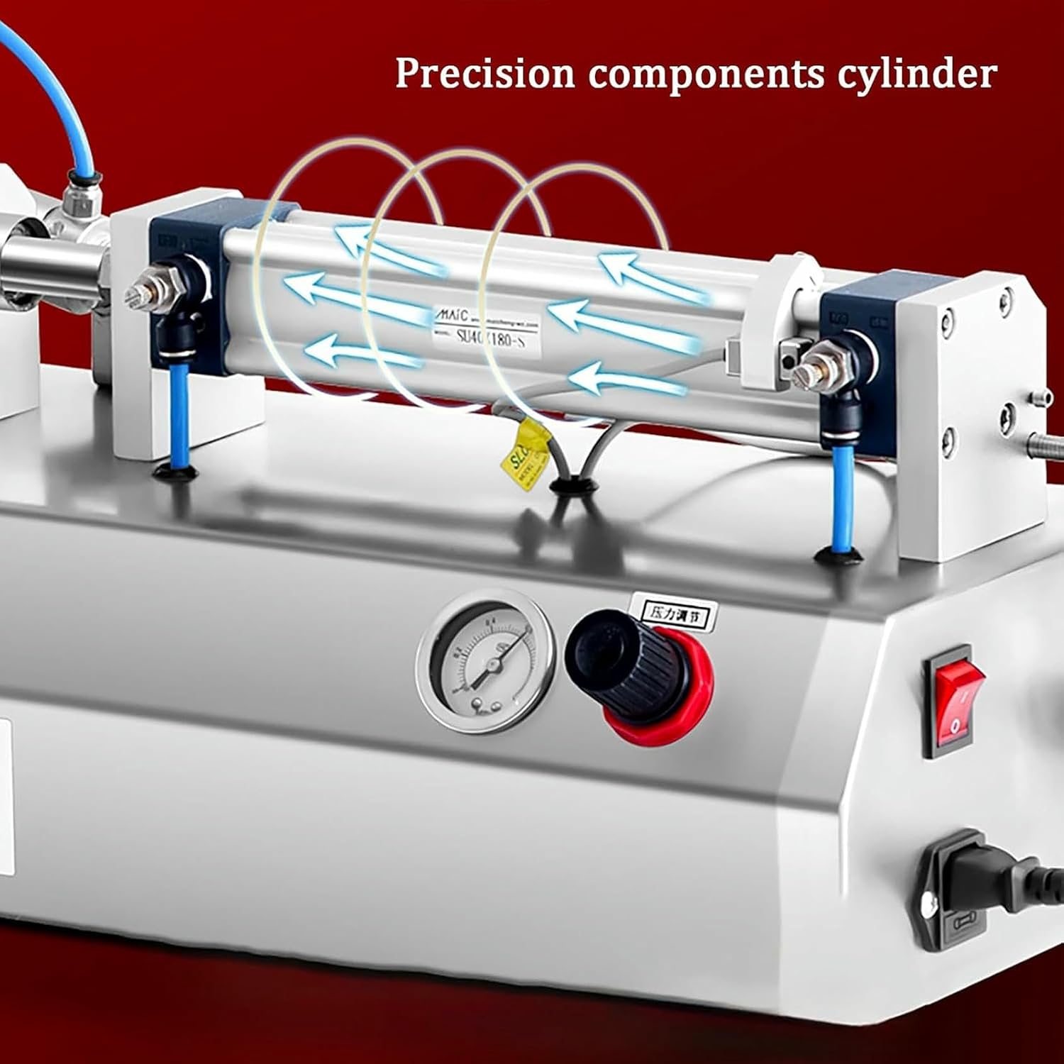 Pasta Liquid Filling Machine, Stainless Steel Pneumatic Filling Machine, Horizontal Bottles Filling with 40 L Hopper, for Honey Cosmetic Shampoo (30-300ml)