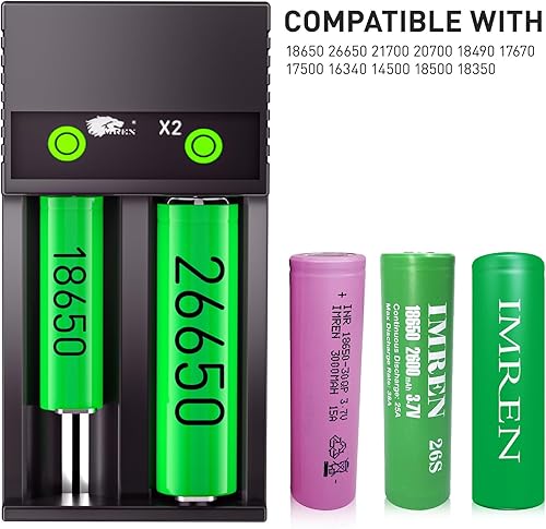 Miniatura 2 de 18650 Battery Charger,21700 Battery Charger for Li-ion Battery 18650 26650 21700 20700 18490 17670 17500 16340 14500 18500 18350 (2Bay)