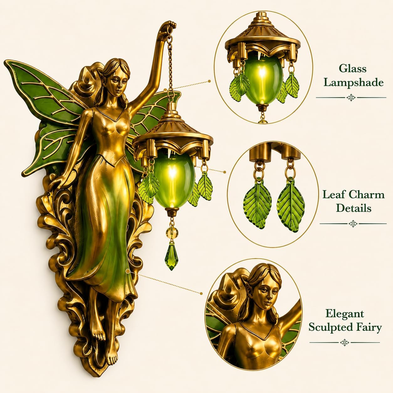Enchanted Fairy Wall Sconce – Vintage Style Wall Sconce with Frosted Crystal, Coin Cell Battery Operated Fantasy-Themed Lamp for Bedroom Living Room, 8 Inch image 4