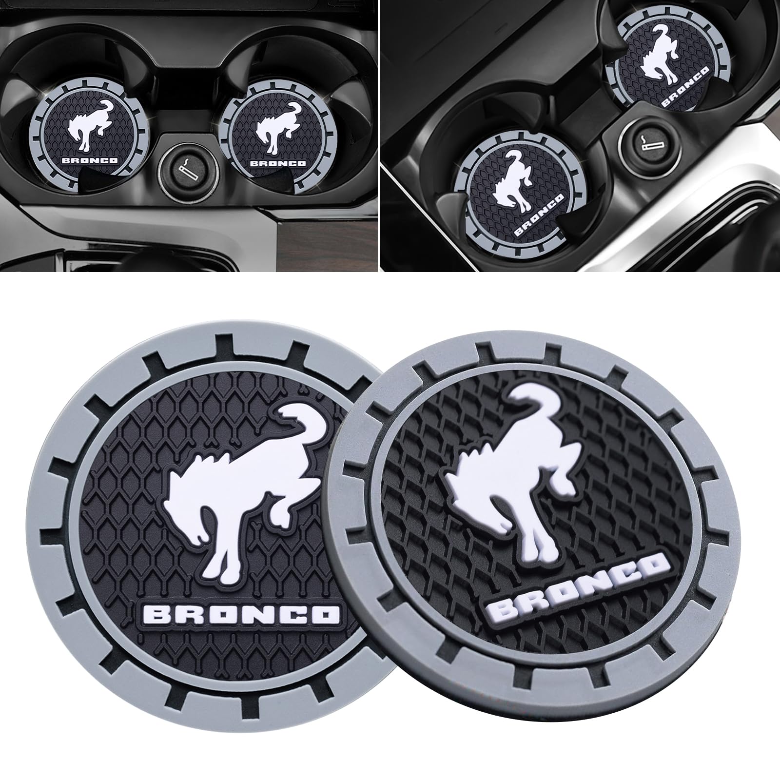 Car Cup Coaster for Ford Bronco Sport Recessed Silicone Cup Holder Coaster Interior Accessories 2.75in 2Pieces