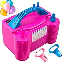 Vista 1 de Siasky Electric Balloon Pump, Portable Dual Nozzle Electric Air Balloon Pump Inflator Blower Machine for Party Decorations, Rose Red 110V 600W with