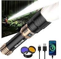 Vista 1 de SKYFIRE LED Flashlights High Lumens with Ignition Lens&Color-Changing Yellow/Blue Lenses,2000lm Super Bright Rechargeable,Zoomable,4