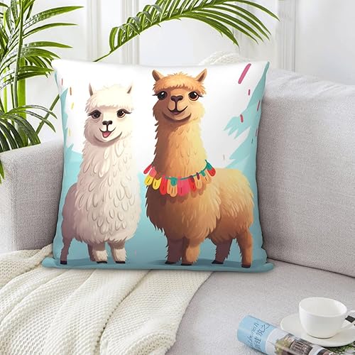 Fundas de almohada decorativas de 12 x 12 pulgadas, fundas de almohada cuadradas para sofá, llama alpaca, fundas de almohada de doble cara, fundas