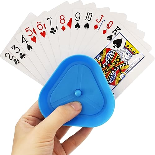 Miniatura 2 de Yuanhe Juego de 4 soportes de mano para cartas de juego de póquer en forma de triángulo, manos libres, juego de 4