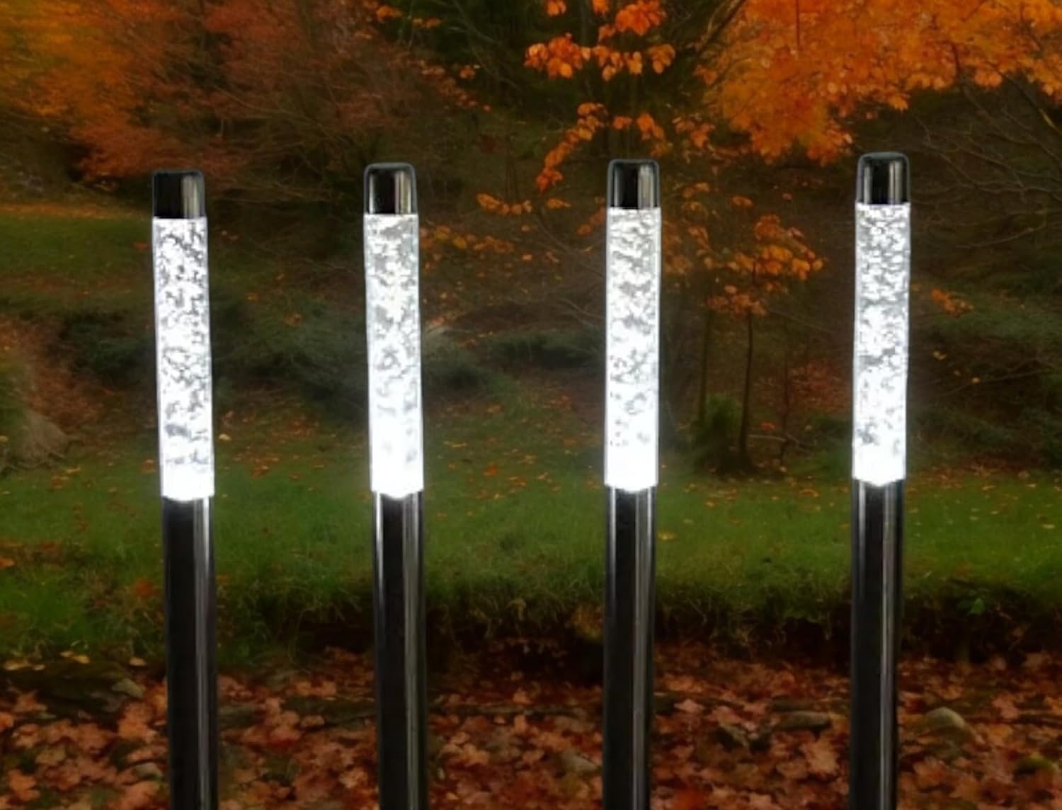 Dapo 4x AussenSolarGartenLeuchtLampe BUBBLE, H34,5cm, Erdspiess