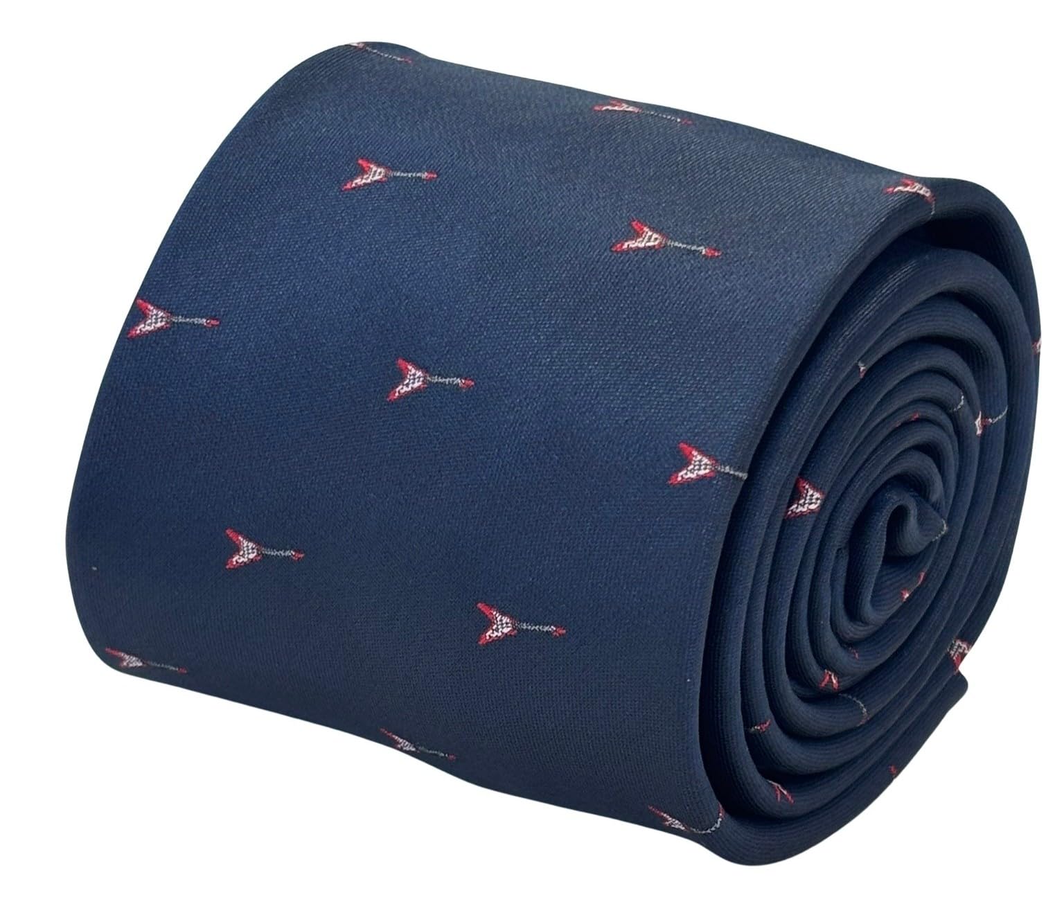 Frederick Thomas Navy Dark Blue Necktie, 8 cm Width, Electric Guitar Design, British Made