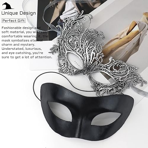 Miniatura 2 de Máscara de mascarada para parejas, carnaval veneciano, Mardi Gras, máscaras de encaje para mujeres y parejas, decoración de fiesta de Halloween