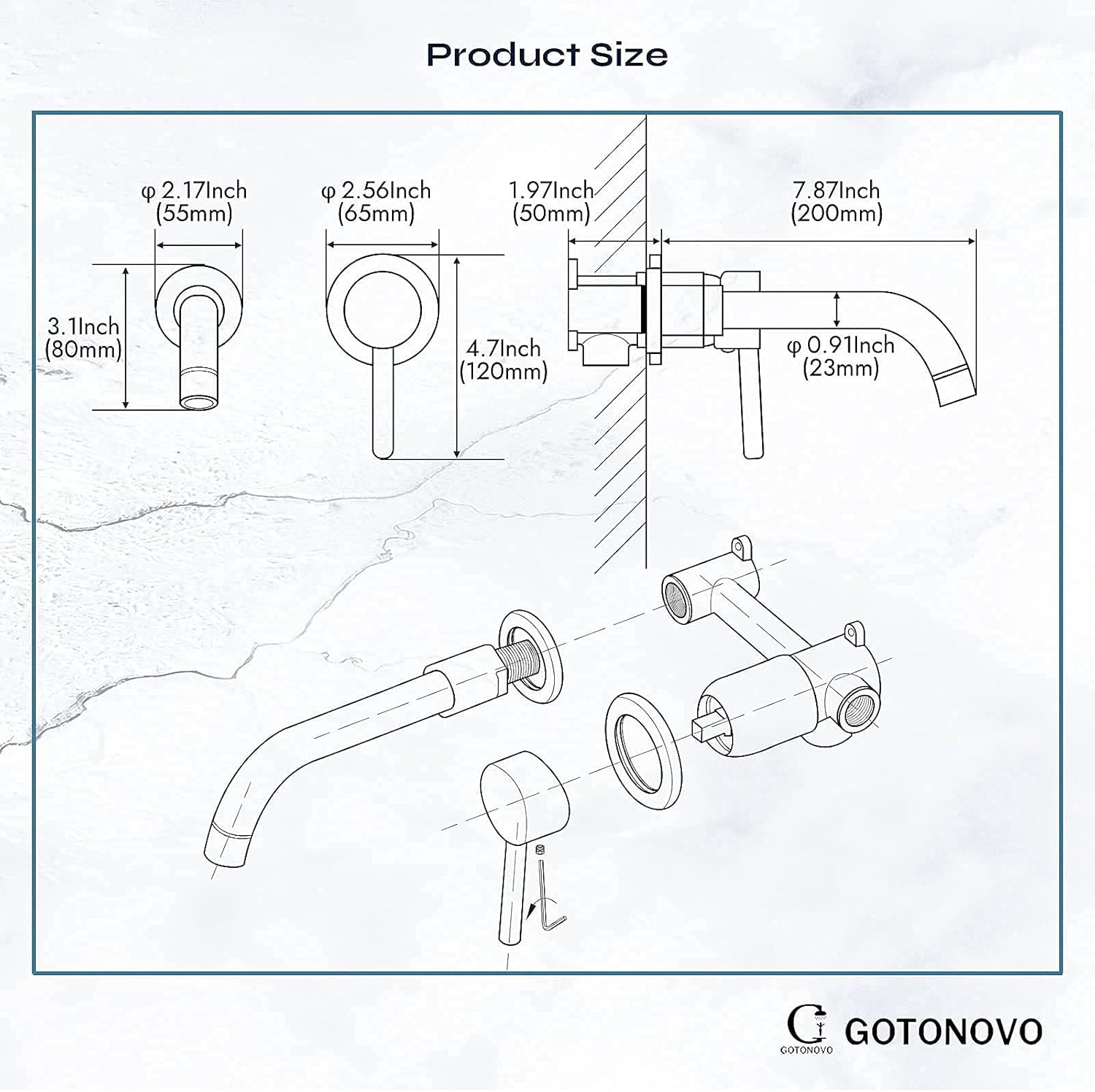 gotonovo Outdoor Shower Faucet Matte Black 304 Stainless Steel Shower Head with Handheld Spray Single Handle Bathroom Faucet Rough in Valve Included Bathroom Sink Faucet Single Lever Handle - - 