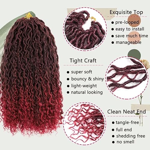 Miniatura 3 de Rastas de cabello sintético rizado de 144 raíces para mujeres negras, 14 pulgadas, cabello de ganchillo con extremo rizado, trenzas bohemias