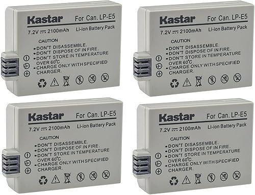 Miniatura 6 de Kastar Paquete de 3 baterías LP-E5 de 7.2 V 2100 mAh de repuesto para Canon LP-E5 LPE5, Canon LC-E5, LC-E5C, LC-E5E cargador