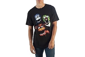 FNAF Film Style Group T-Shirt, Full Cast Of Creepy Animatronics Chica Bonnie...