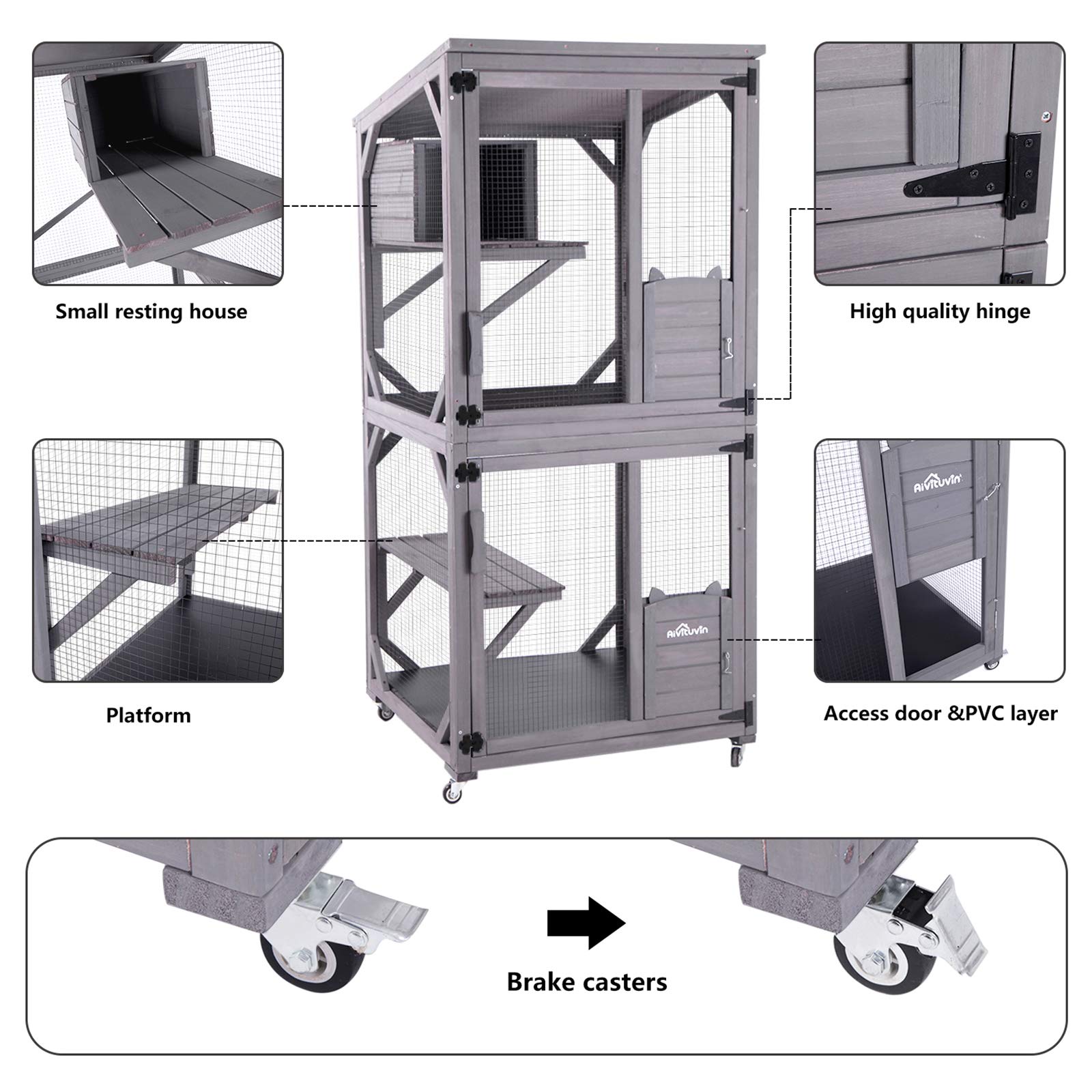Buy Aivituvin Outdoor Cat House Cat Cages Enclosures on Wheels,Indoor