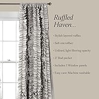 Vista 6 de Lush Decor Belle Panel de Cortina de Ventana Estilo Vintage Chic para Sala de Estar, Comedor, Dormitorio (Cortina Individual), 54" An x 84" L, Gris