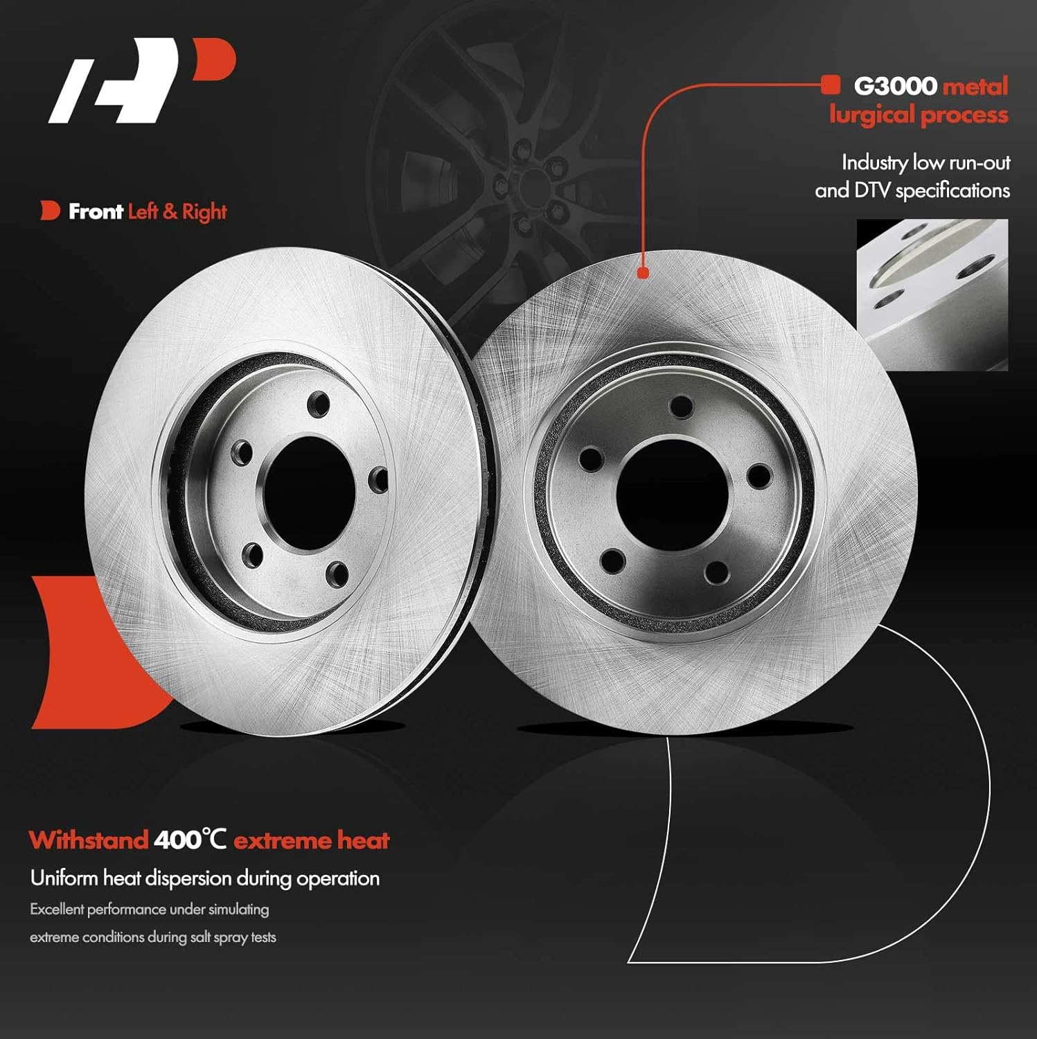 A-Premium 11.92 inch (302.8mm) Front Vented Disc Brake Rotors + Ceramic Pads kit Compatible with Select Ford, Mazda and Mercury Models - Escape 2005-2010/2012, Mariner 2005-2010, Tribute