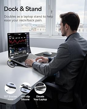 Baseus Laptop Docking Station Stand, 12 in 1 Triple 4K Display HDMI/DP, 10Gbps USB A/C Fast Data, PD 100W, Ethernet, TF/SD, USB C Docking Station with Stand for Windows/Dell/HP/Lenovo/Asus/Acer/Mac