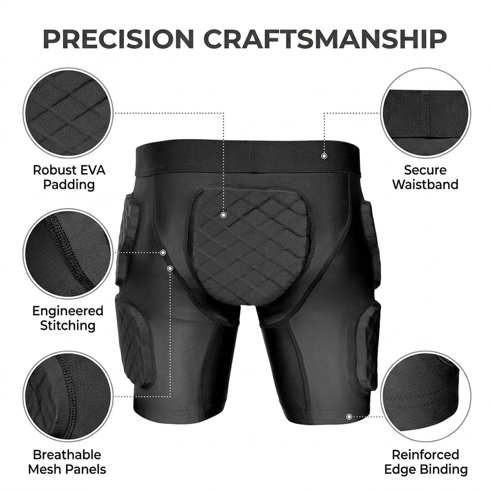 Pantaloncini da Portiere con Imbottitura sulle Cosce, Pantaloncini a Compressione, Pantaloni di Protezione per I Fianchi, Intimo Sportivo, Traspiranti