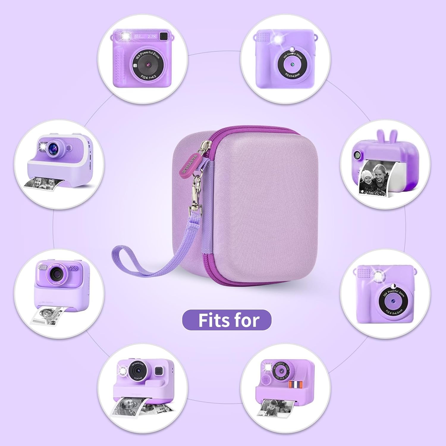 Kids Instant Print Camera Case with 3 Rolls Prints Paper Compatible with ESOXOFFORE for Dylanto for DUDUDRAGON for GKTZ for ETIKEZ for Dafotil for Careenoah Toddler Digital Cameras (Purple with Paper) - Image 2
