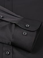 Vista 4 de corfty Camisa de vestir de manga larga para hombre, ajuste regular, elástica, sin arrugas, con botones