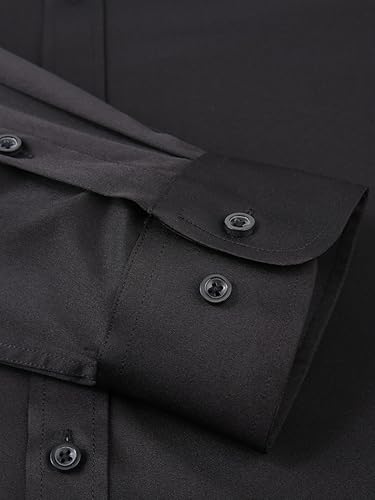 Miniatura 4 de corfty Camisa de vestir de manga larga para hombre, ajuste regular, elástica, sin arrugas, con botones