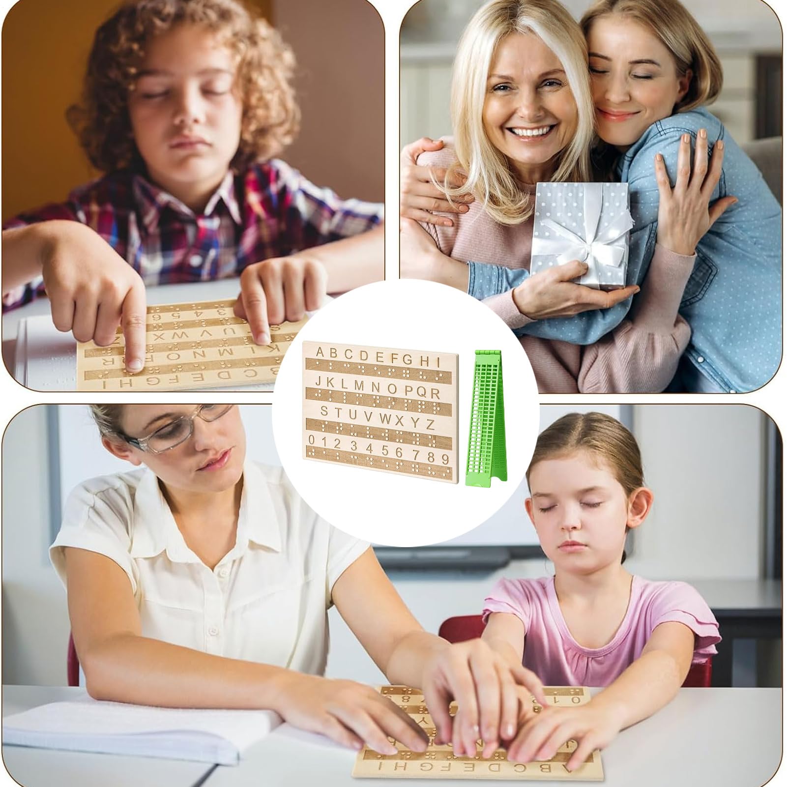 Lavagna Braille, Con Scrittura Fronte-retro, Materiale In Legno E PVC, Kit Di Formazione Alfabeto Braille, Strumento Di Lettura Educativo, Facile Progettazione Autodidatta, Per Bambini, Adolescenti, A