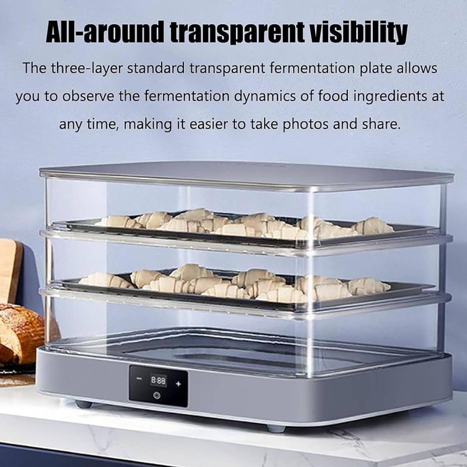 Scatola Elettrica per La Fermentazione del Pane, Lievitatore Elettrico Rimovibile, Controllo Automatico Dell'umidità, Alta Efficienza Domestica