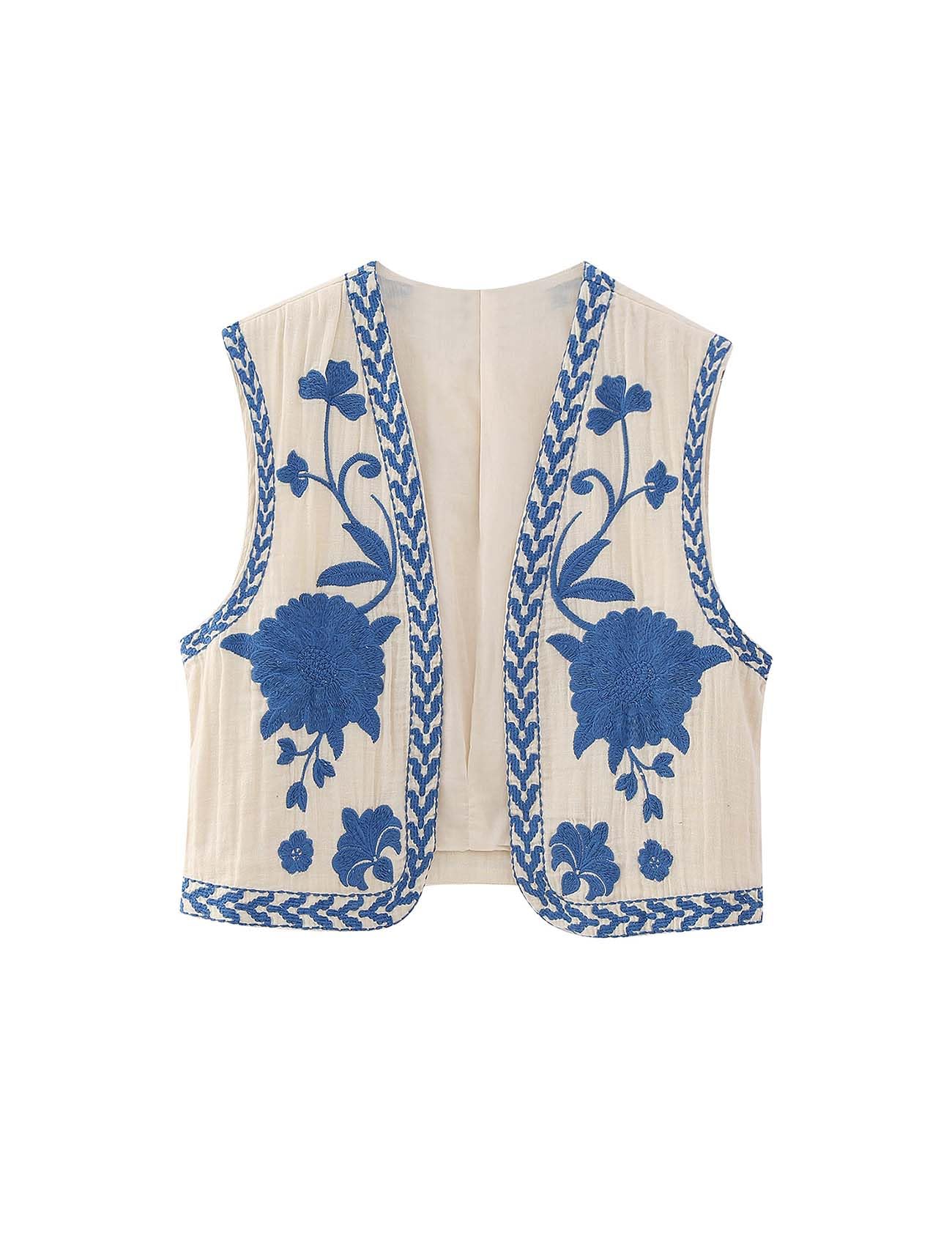 yimoon Women's Vintage Floral Embroidery Vest Casual Open Front Sleeveless Cardigan Waistcoat-picture-36