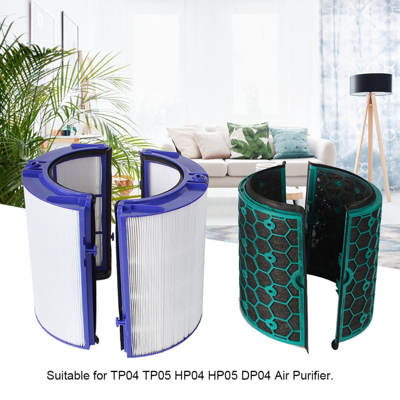 Wymienny Filtr Oczyszczający Powietrze, Filtry HEPA i Węgiel Aktywny z Wychwytywaniem 99,97% Cząstek i Czyszczeniem 360 Stopni w Celu Usuwania Zapachu Dymu, Kompatybilny z TP04 TP05 DP04