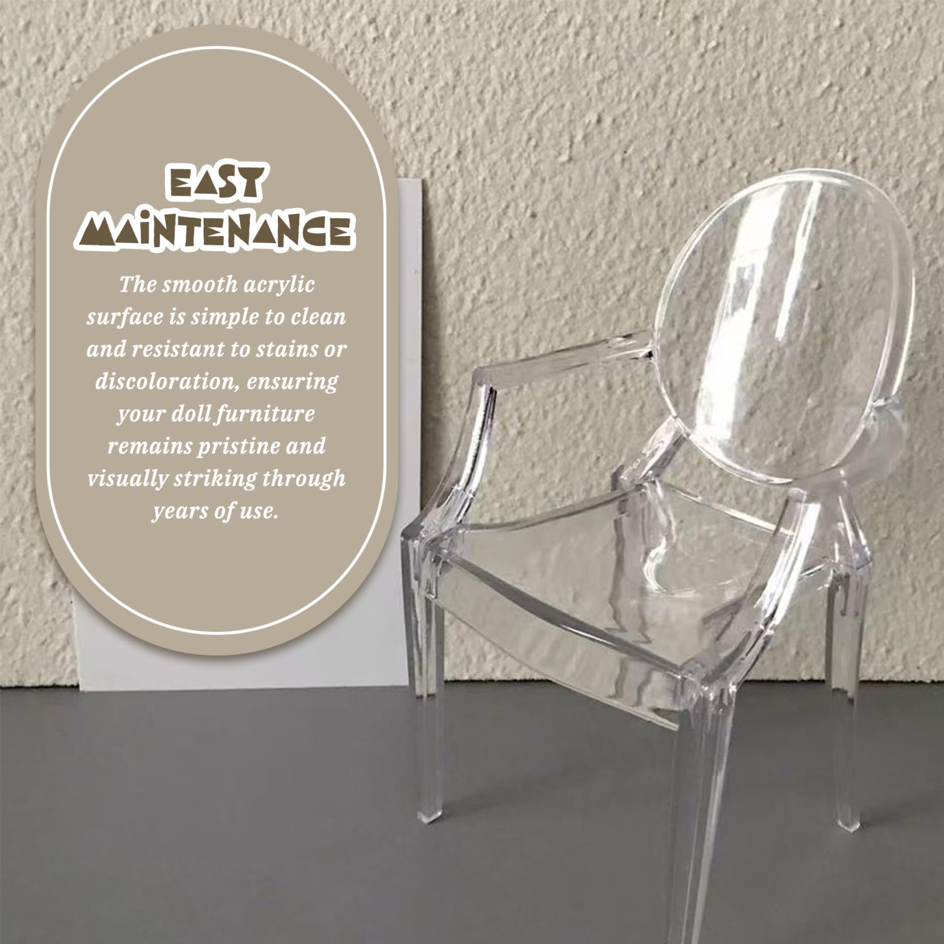 Meuble Miniature échelle 1/6 Mini Chaise En Plastique Transparent 1/6 Meuble Miniature échelle 1/6 Mini Chaise En Plastique Transparent 1/6