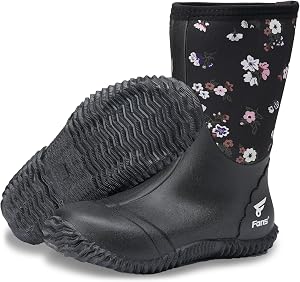 8 Fans Rubber Boots for Women,Waterproof Rain Boots,Lightweight Durable Work Boots for Fishing Farming Gardening
