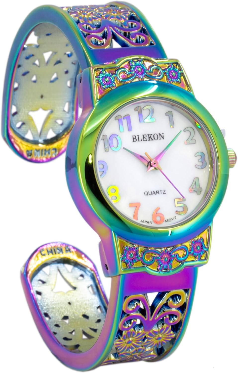 Blekon Collections Japanese Quartz Women's 28mm Case Elegantly Designed Cuff Bangle Watch
