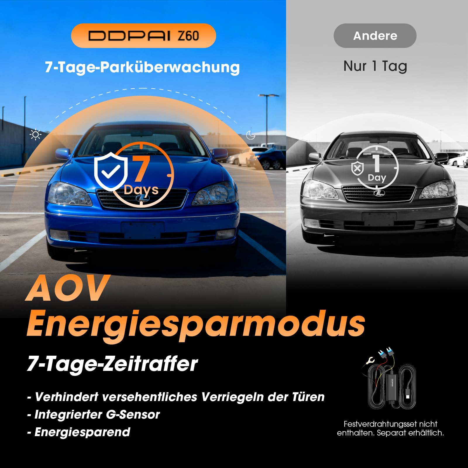 DDPAI Z60 Dashcam Auto Vorne Hinten 4K+1080P, Integriertem 32GB eMMC/4G LTE